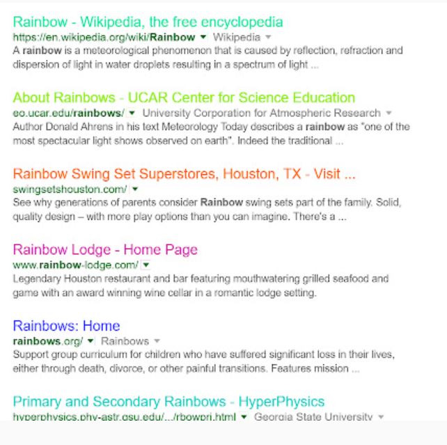 7色で派手な表示！「google rainbow」